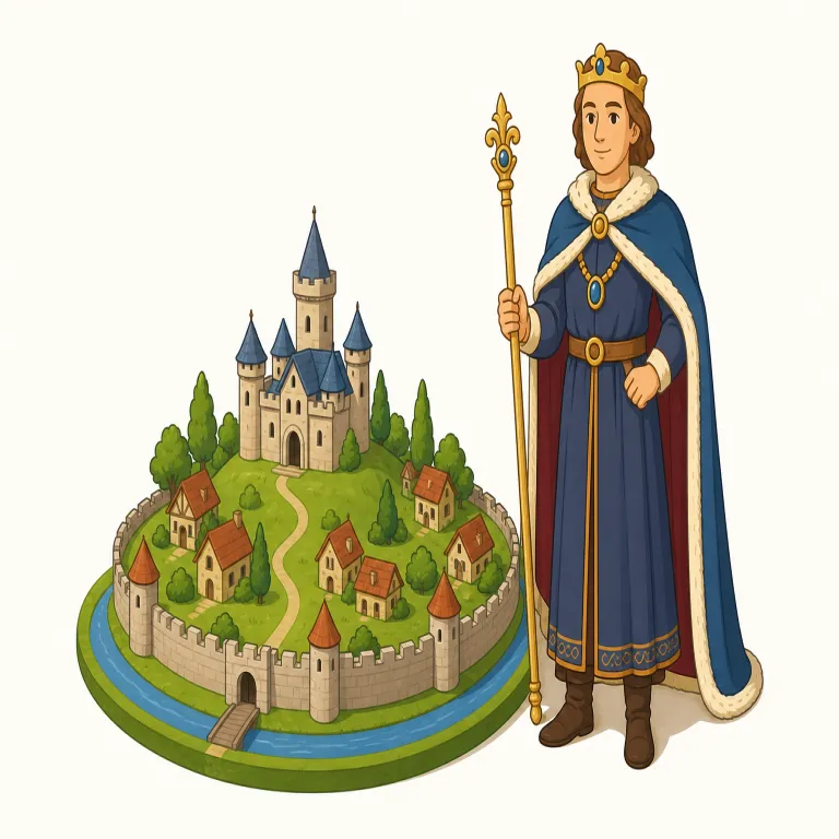 duchy（公国・名詞）の覚え方イラスト — duke（公爵）を知っていれば、duchy は「duke が治める領地」と結びつけると覚えやすいです