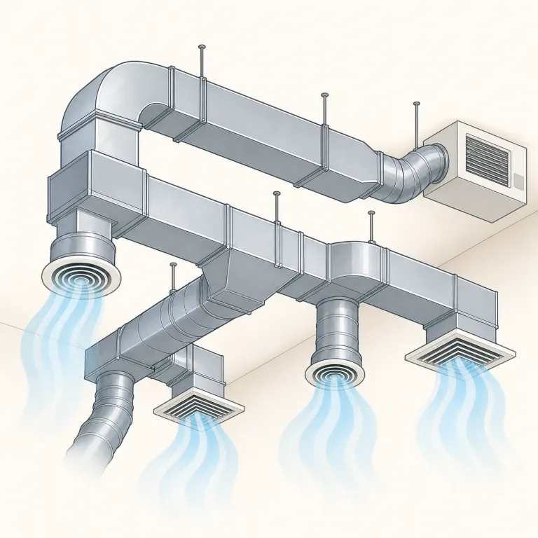 ducting（ダクト配管・名詞）の覚え方イラスト — まず duct を部品名として覚えると広がります