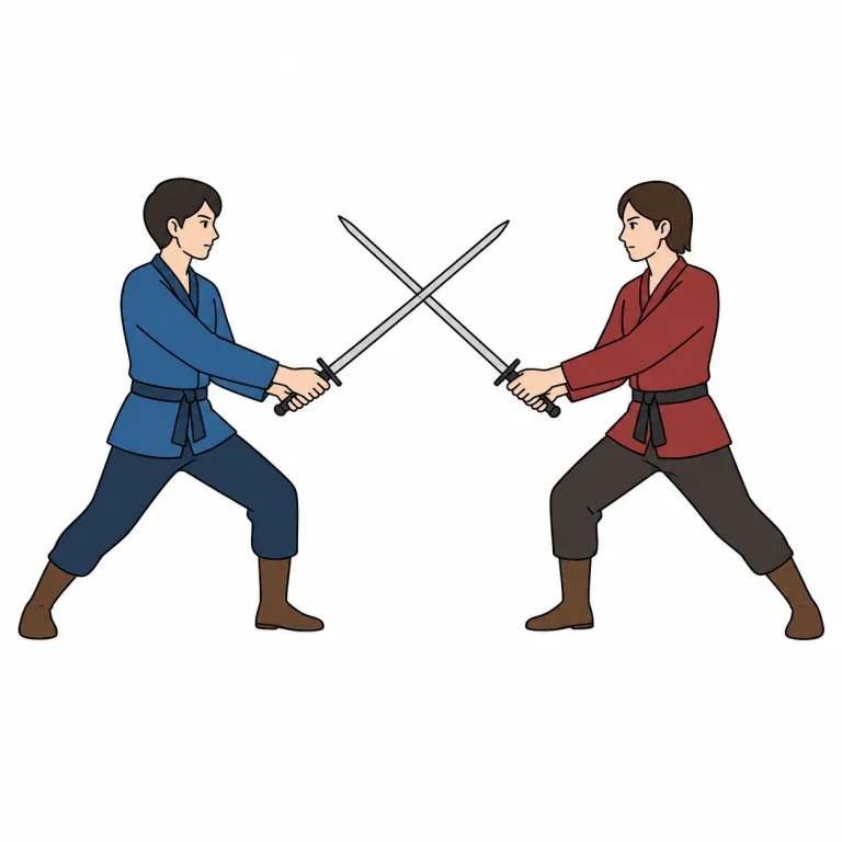 duel（決闘・noun）の覚え方イラスト