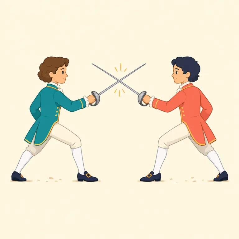 dueling（決闘・名詞）の覚え方イラスト — dueling はまず duel を核に覚える語