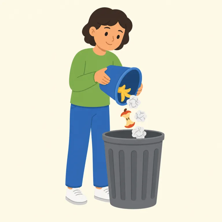 dump（ゴミ捨て場・名詞）の覚え方イラスト — 名詞の dump は「捨てる行為」ではなく、「捨てられた物が行き着く場所」を表します