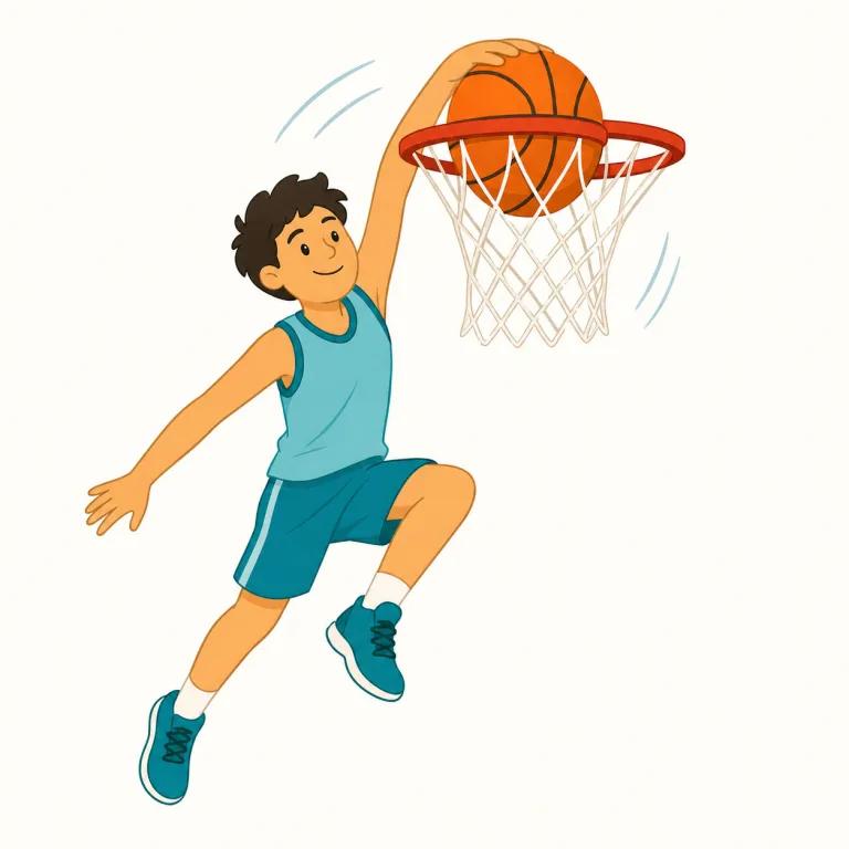 dunking（ダンク・名詞）の覚え方イラスト — まず中心は動詞 dunk