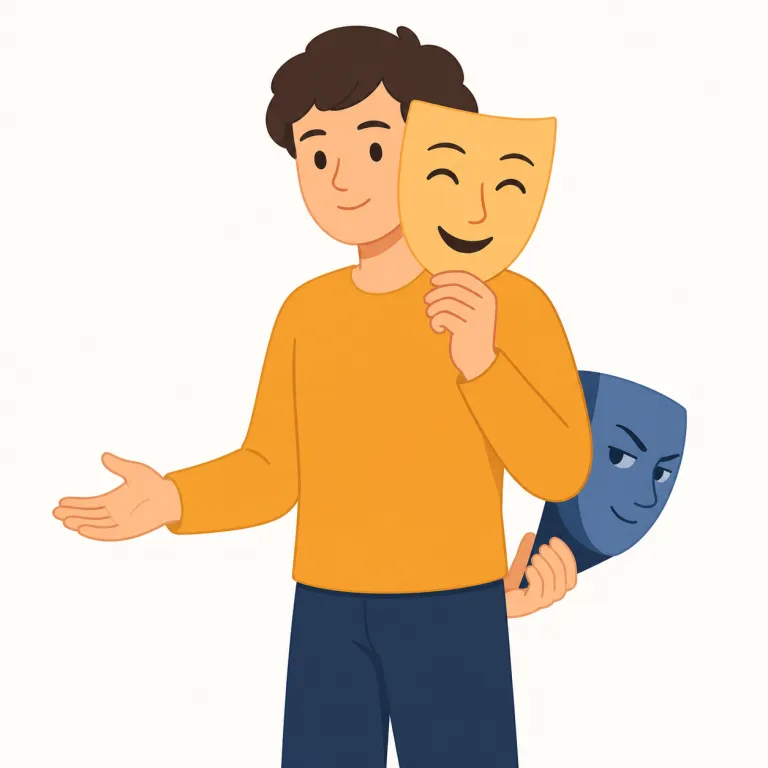 duplicitous（二枚舌の、裏表のある・形容詞）の覚え方イラスト — duplicate を知っていると覚えやすい