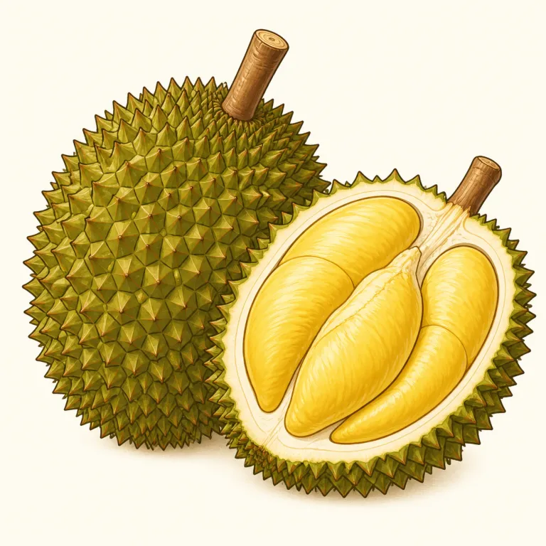 durian（ドリアン・名詞）の覚え方イラスト