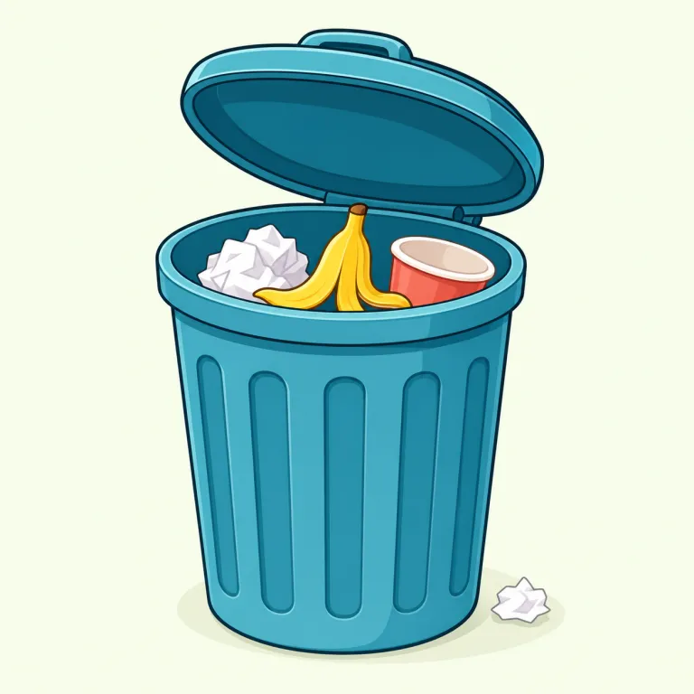 dustbin（ゴミ箱・名詞）の覚え方イラスト — dustbin は bin「容器・箱」を知っていると覚えやすいです