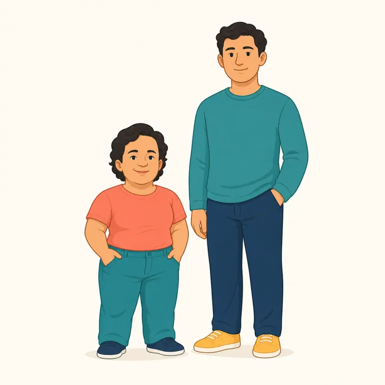 dwarfism（小人症・名詞）の覚え方イラスト — dwarf を知っていれば、「とても小さい」が核にあり、-ism が付くと「その状態・症状」を表す名詞になるので、dwarfism = 小ささに関わる医学的状態、とまとまります