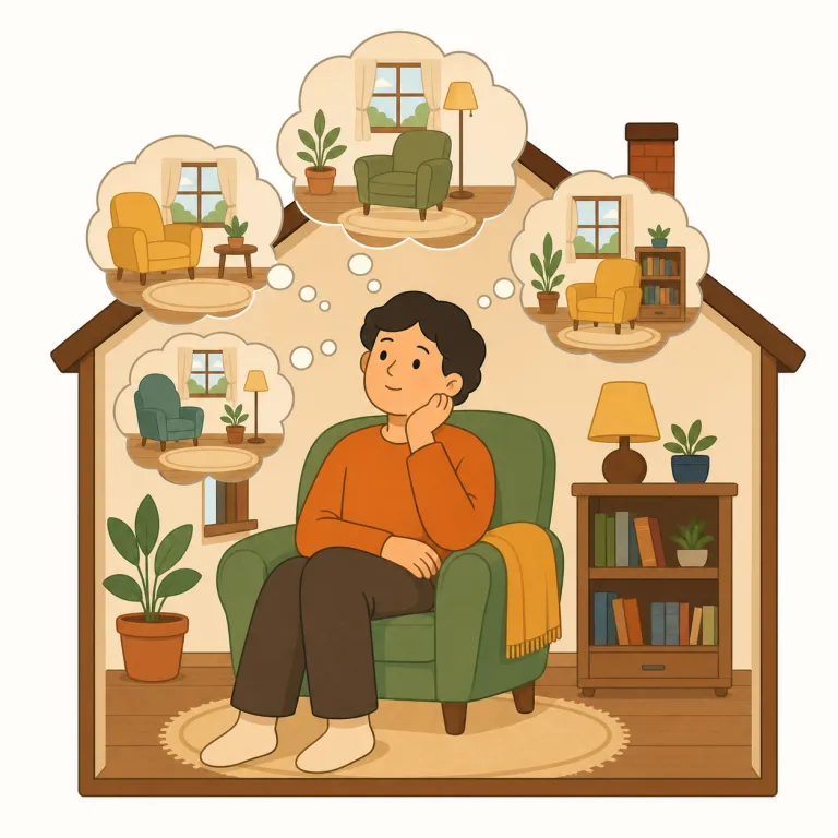 dwelled（住んでいた / 思い悩んでいた・動詞）の覚え方イラスト — dwell の核は「その場にとどまり続ける」