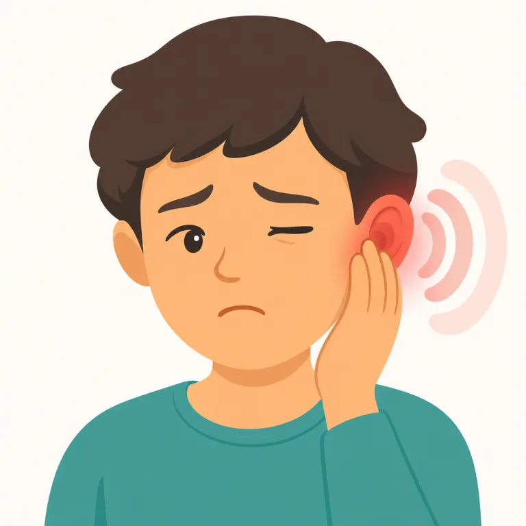 earache（耳痛・名詞）の覚え方イラスト — ear と ache を分けて覚えるのが最短です
