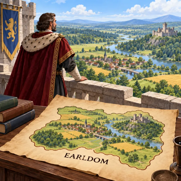 earldom（伯爵領・noun）の覚え方イラスト