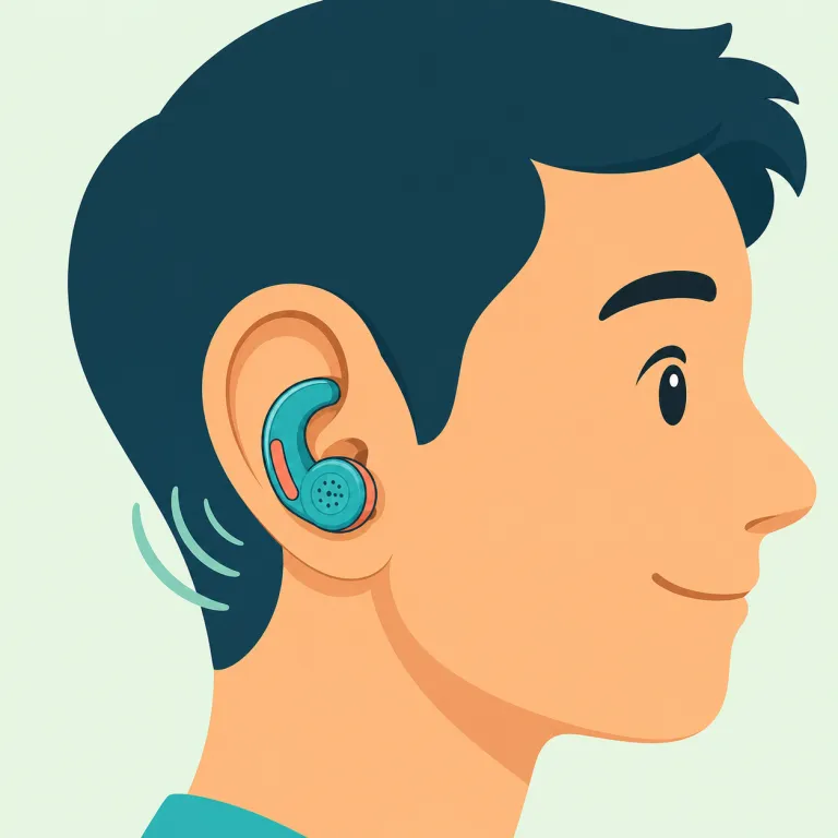 earpiece（耳当て・名詞）の覚え方イラスト — earpiece は ear「耳」+ piece「部品」と分けると、「耳に関係する一部分」という発想で覚えられます