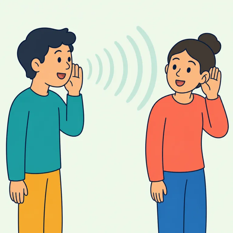earshot（聞こえる範囲・名詞）の覚え方イラスト — earshot は ear「耳」+ shot「届く範囲」と見ると覚えやすいです