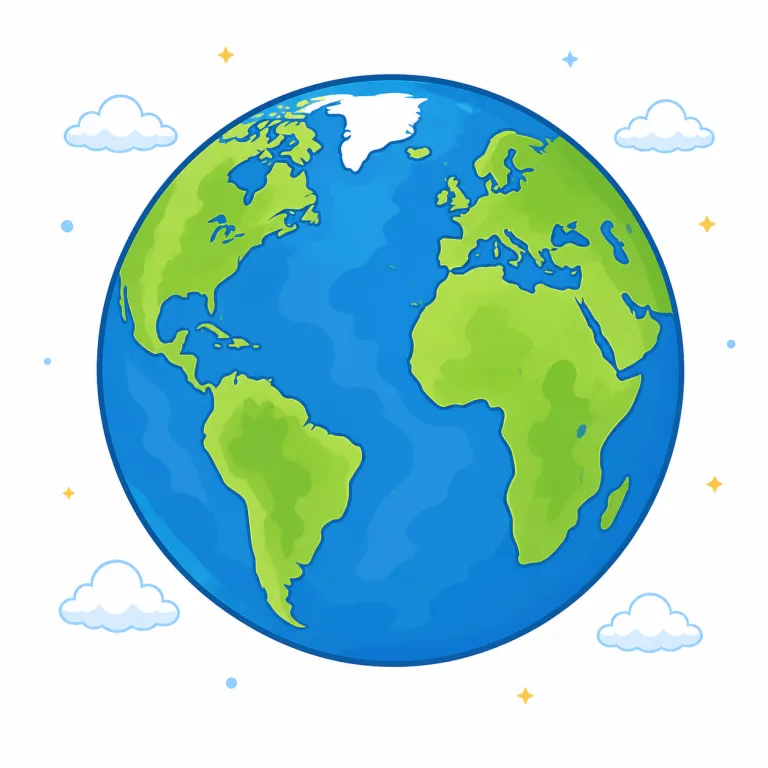 earth（地球・名詞）の覚え方イラスト — planet Earth, on Earth, life on Earth のまとまりで、宇宙から見た「私たちの星」を思い浮かべるとよい