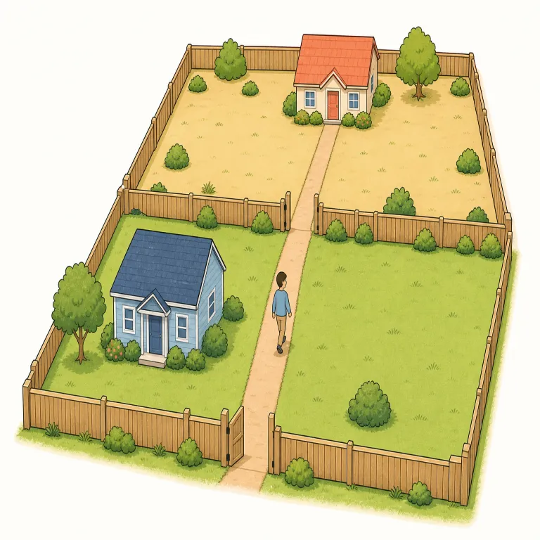 easement（地役権・名詞）の覚え方イラスト — ease を知っていれば、「負担を軽くして土地を使いやすくするもの」と連想すると残りやすい