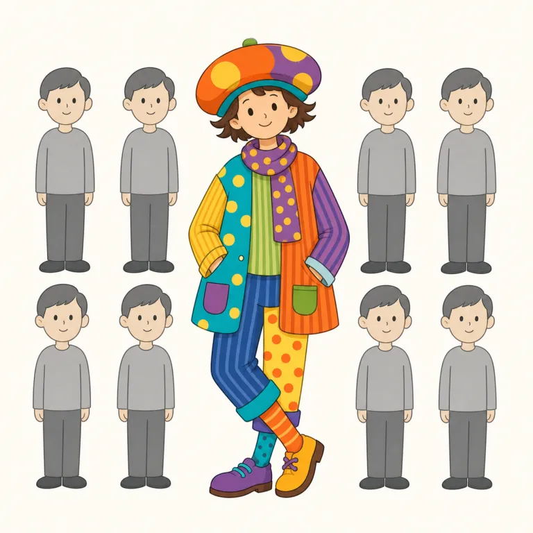 eccentric（風変わりな・形容詞）の覚え方イラスト — ec- が『外へ』の感覚を持つ語に触れていると、eccentric は『中心(center)から外れた感じ』とまとめて覚えやすいです