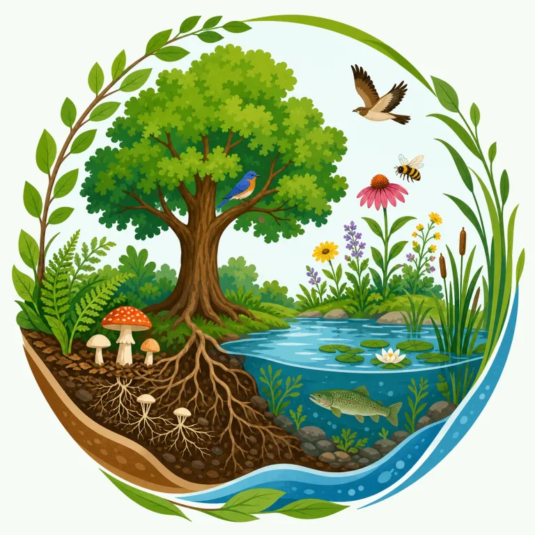 ecologically（生態学的に・副詞）の覚え方イラスト — ecology（生態学）→ ecological（生態学的な）→ ecologically（生態学的に）の形で覚えると定着しやすいです