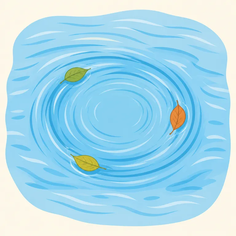 eddy（渦巻き・名詞）の覚え方イラスト — eddy は川・海・空気の流れの中にできる小さな「渦巻き」