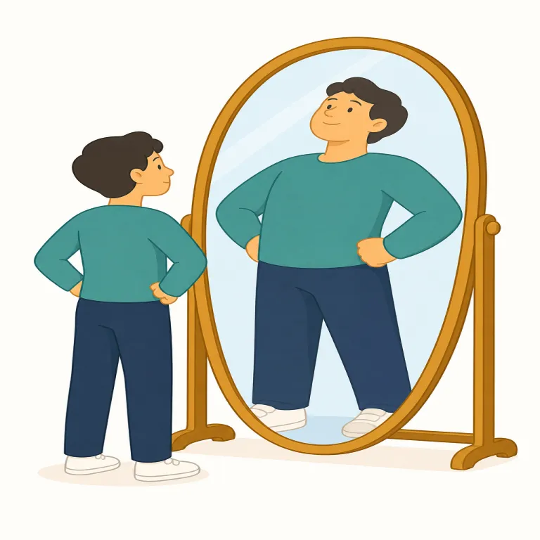 ego（自我、自尊心・名詞）の覚え方イラスト — I, me, my のように「自分」に意識が向く感覚を核にすると覚えやすい語