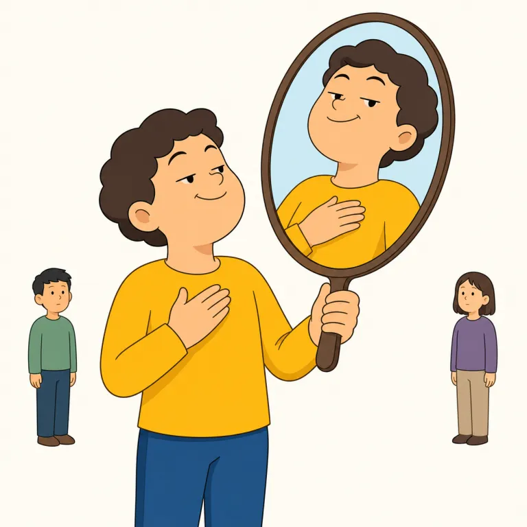 egotistic（自己中心的な、うぬぼれの強い・形容詞）の覚え方イラスト — まず ego を見たら「自分・自我」を思い出す