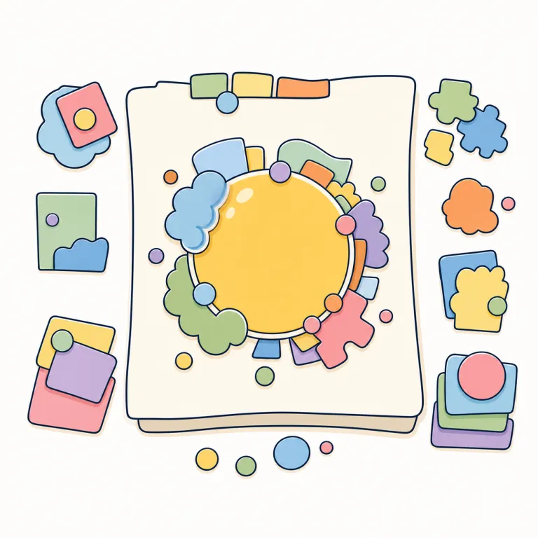 elaboration（詳細・名詞）の覚え方イラスト — 空欄の多いアウトラインに、理由・条件・背景説明が書き込まれていく場面を思い浮かべると覚えやすい