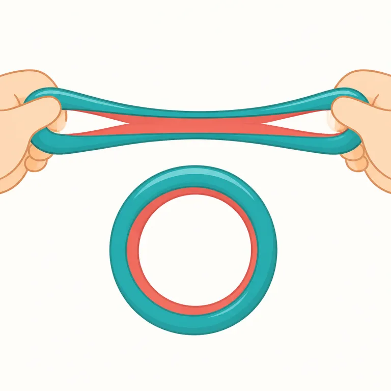 elastomeric（弾性体の・形容詞）の覚え方イラスト — まず core は elastic です