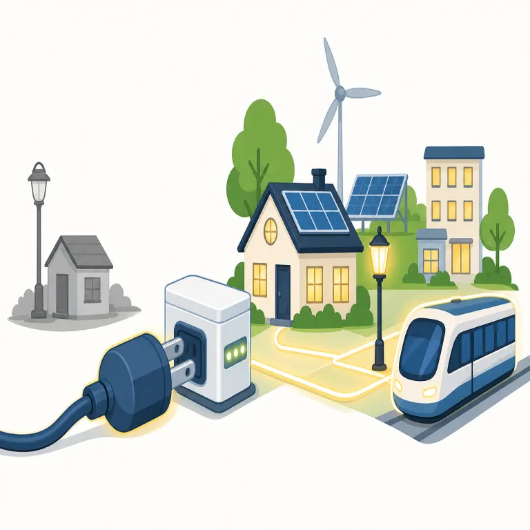 electrification（電化・名詞）の覚え方イラスト — electrification は electric（電気の）が見えればまず方向がつかめます