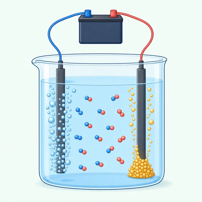 electrolysis（電気分解・名詞）の覚え方イラスト — electro- は electric, electronic と同じ「電気」グループ、-lysis は「ばらす・分解する」動きを表す語尾として押さえると覚えやすい