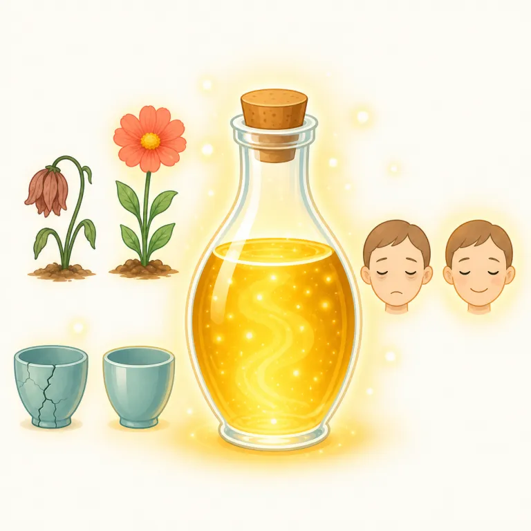 elixir（霊薬・名詞）の覚え方イラスト — elixir は medicine よりずっと非日常的で、potion に近い「飲む不思議な薬」を思い浮かべると覚えやすいです