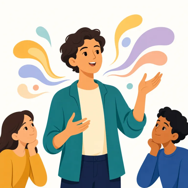 eloquent（雄弁な・形容詞）の覚え方イラスト — eloquent は「話や文章がうまく、人を動かすほど説得力がある」と覚えます