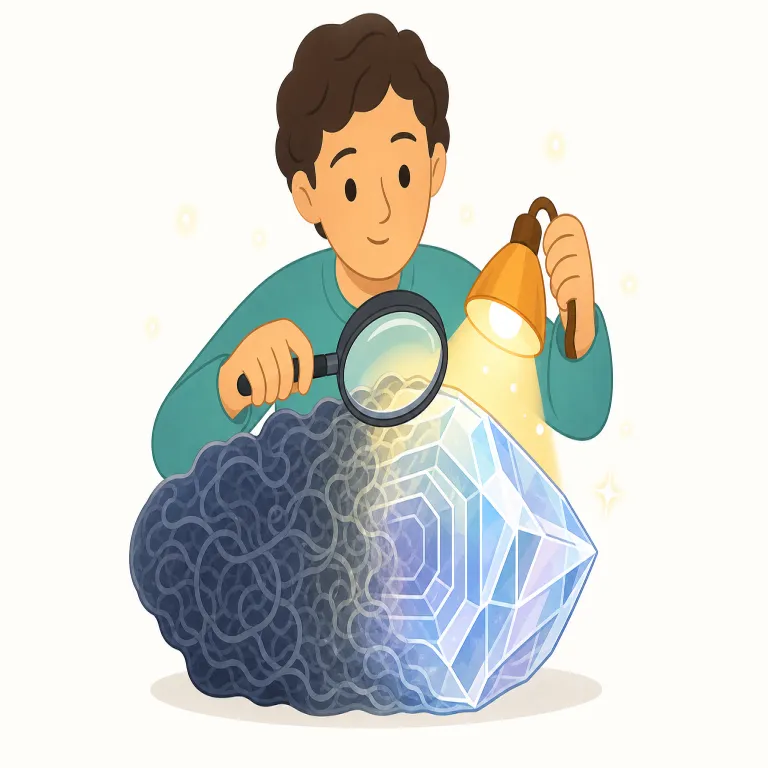 elucidate（説明する・動詞）の覚え方イラスト — elucidate は lucid「明晰な、分かりやすい」と同じ語根を持つと考えると覚えやすいです