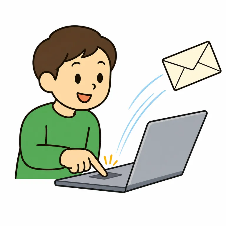 email（メールする・verb）の覚え方イラスト