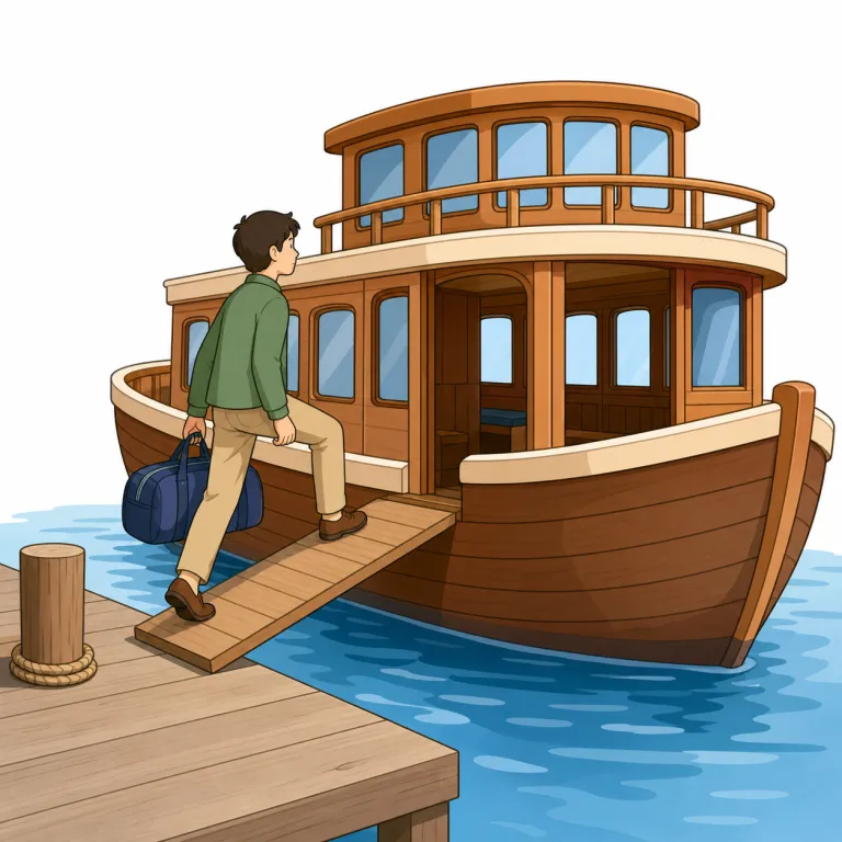 embark（船に乗る・verb）の覚え方イラスト