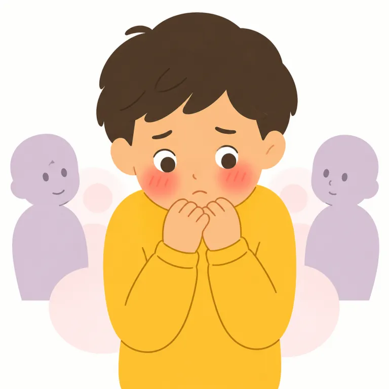 embarrassed（恥ずかしい・形容詞）の覚え方イラスト — まず `embarrassing`「恥ずかしい状況・気まずいこと」をセットで覚えると定着しやすいです