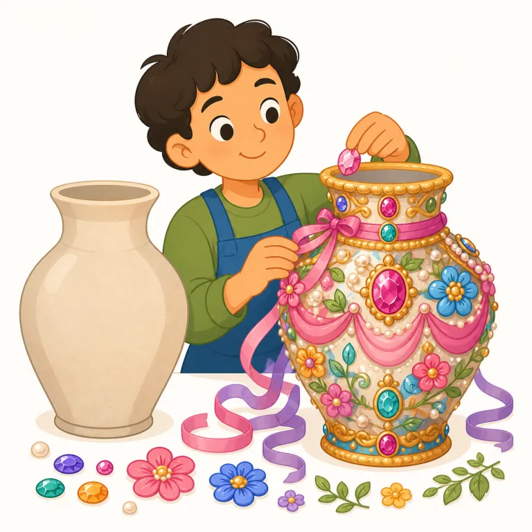 embellish（装飾する、脚色する、誇張する・動詞）の覚え方イラスト — まず「decorate（飾る）」の少し抽象的・文章寄りの版として覚えると残りやすいです
