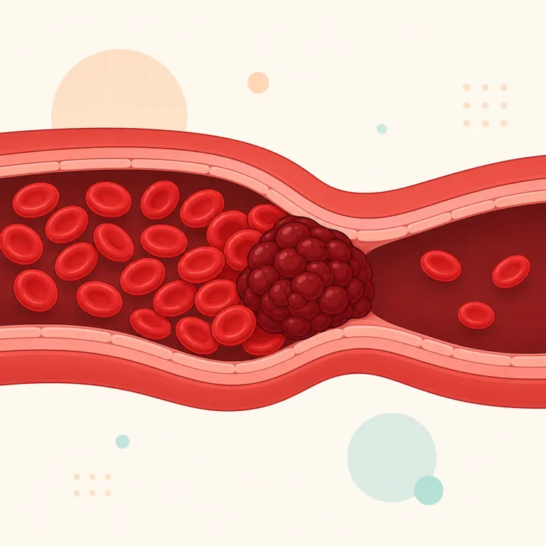 embolism（塞栓症・名詞）の覚え方イラスト — embolism は thrombosis（血栓症）との対比で覚えると残りやすい語です