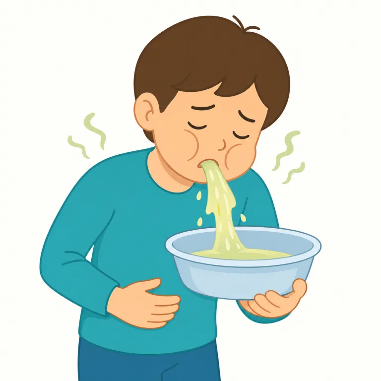 emesis（嘔吐・名詞）の覚え方イラスト — emesis は日常語 vomit の医学版と覚えると整理しやすいです