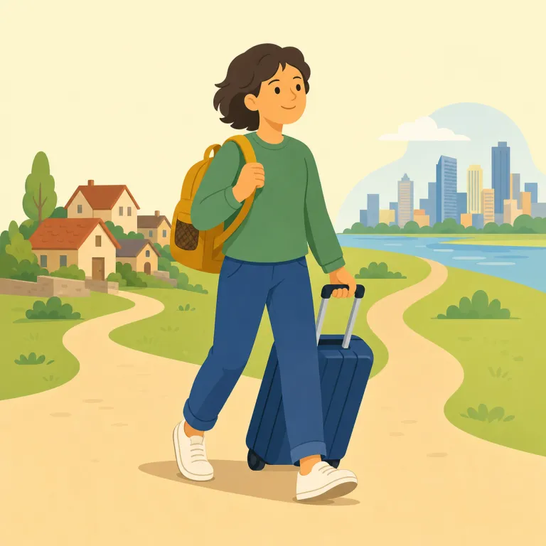 emigrant（移住者・名詞）の覚え方イラスト — emigrant は migrate「移動する、移住する」から考えると覚えやすい語です