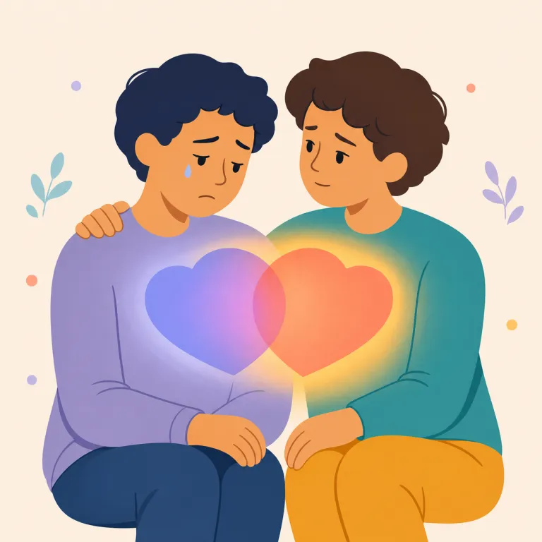 empathic（共感的・形容詞）の覚え方イラスト — empathy（共感）を知っていれば、その形容詞版が empathic と押さえると覚えやすいです