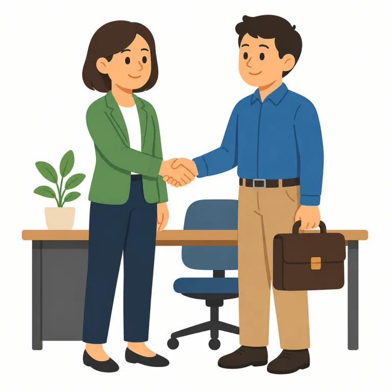 employment（雇用・名詞）の覚え方イラスト — employment は employ「人を雇って用いる」に名詞語尾 -ment が付いた語