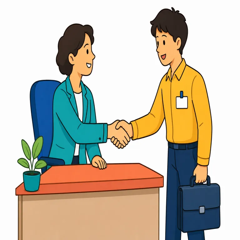 employment（雇用、就職・noun）の覚え方イラスト