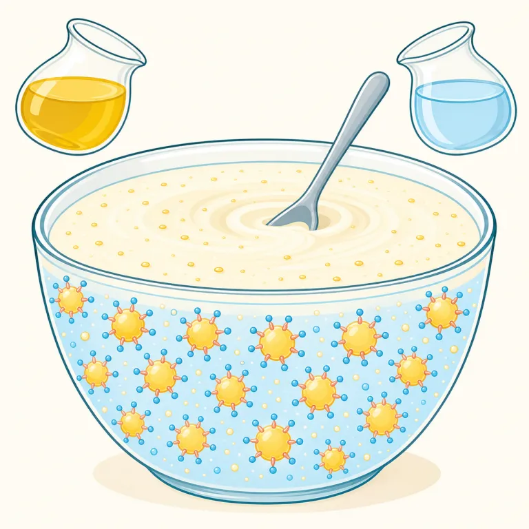 emulsifier（乳化剤・名詞）の覚え方イラスト — emulsifier は emulsify（乳化する）や emulsion（乳濁液）を知っていると一気に覚えやすい