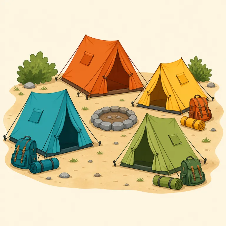 encampment（野営地・名詞）の覚え方イラスト — camp が分かれば中心はすぐ取れます