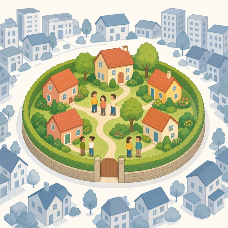 enclave（小集団, 居住区・noun）の覚え方イラスト