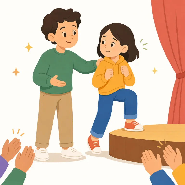 encourage to ~（励ます・句動詞）の覚え方イラスト — このエントリでは encourage to ～ を「促す」ではなく、相手に勇気や自信を与える「励ます」側の意味として覚える