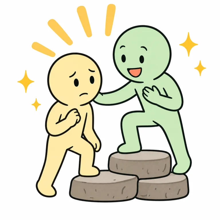 encourage（励ます、奨励する・verb）の覚え方イラスト