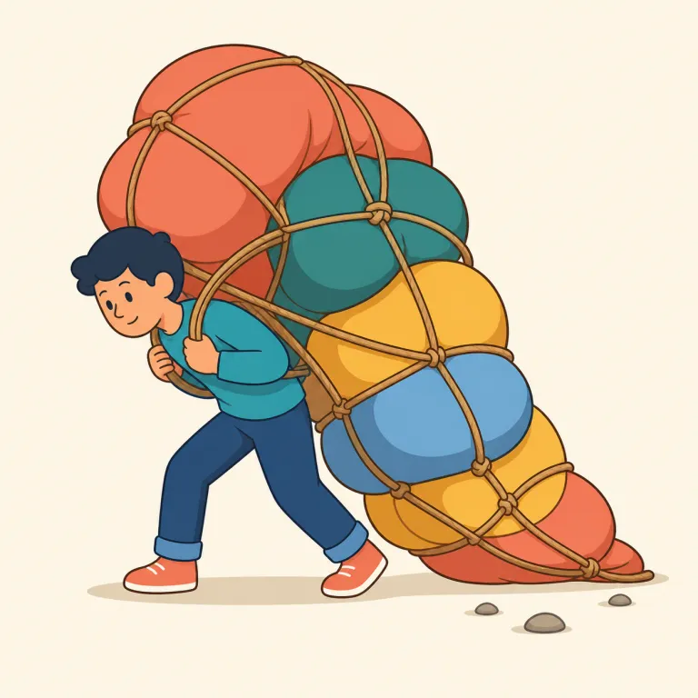 encumbrance（重荷、妨げ・名詞）の覚え方イラスト — enCUMBRance の中の cumber を「困らせるもの」と考えましょう