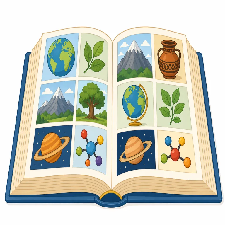 encyclopedia（百科事典・名詞）の覚え方イラスト — dictionary が「単語の意味を引く本」なら、encyclopedia は「物事そのものを調べる本」