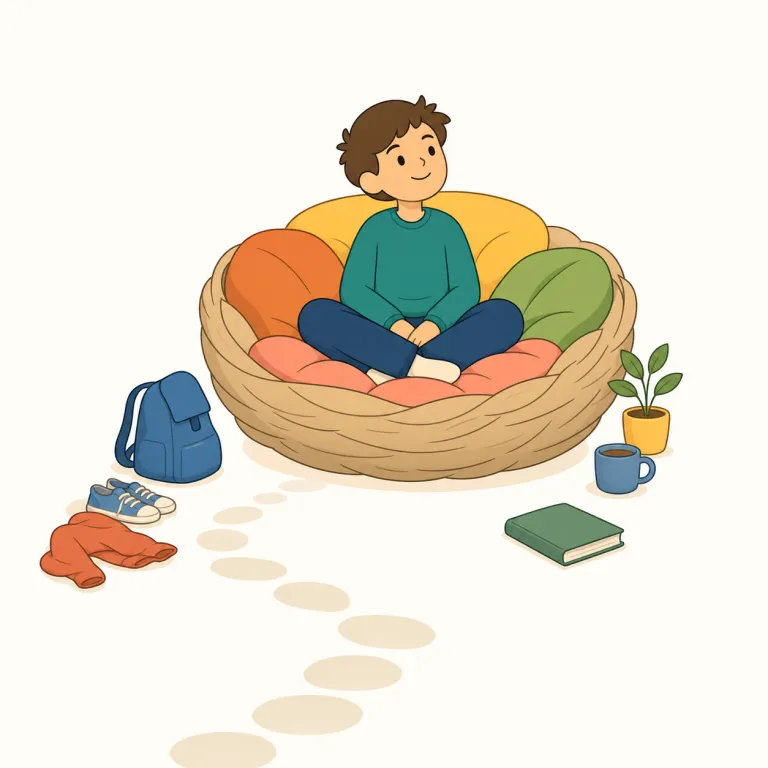end up（最終的に〜になる・句動詞）の覚え方イラスト — end と up をそのまま並べて、「出来事が進んだ末に、最後はその状態まで上がって着地する」とイメージすると残りやすい表現です
