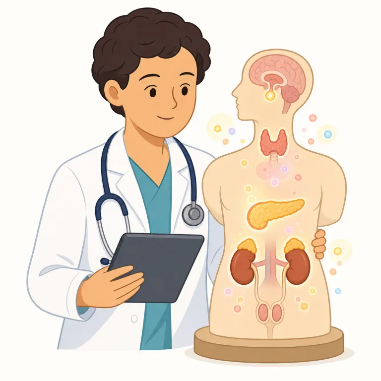 endocrinologist（内分泌科医・名詞）の覚え方イラスト — まず endocrine を先に覚えるのが近道です