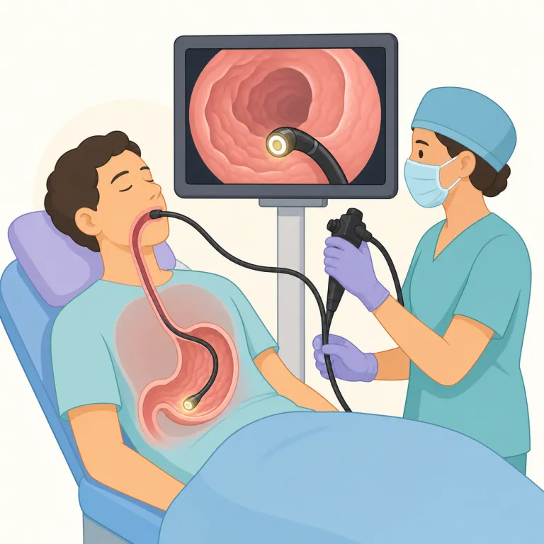 endoscopy（内視鏡検査・名詞）の覚え方イラスト — endoscopy は endoscope とセットで覚えると定着しやすい語です