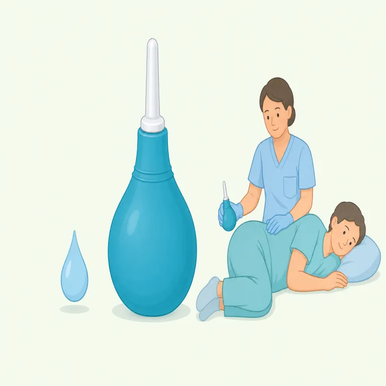 enema（浣腸・名詞）の覚え方イラスト — 医療語として場面ごと覚えると残りやすい単語です